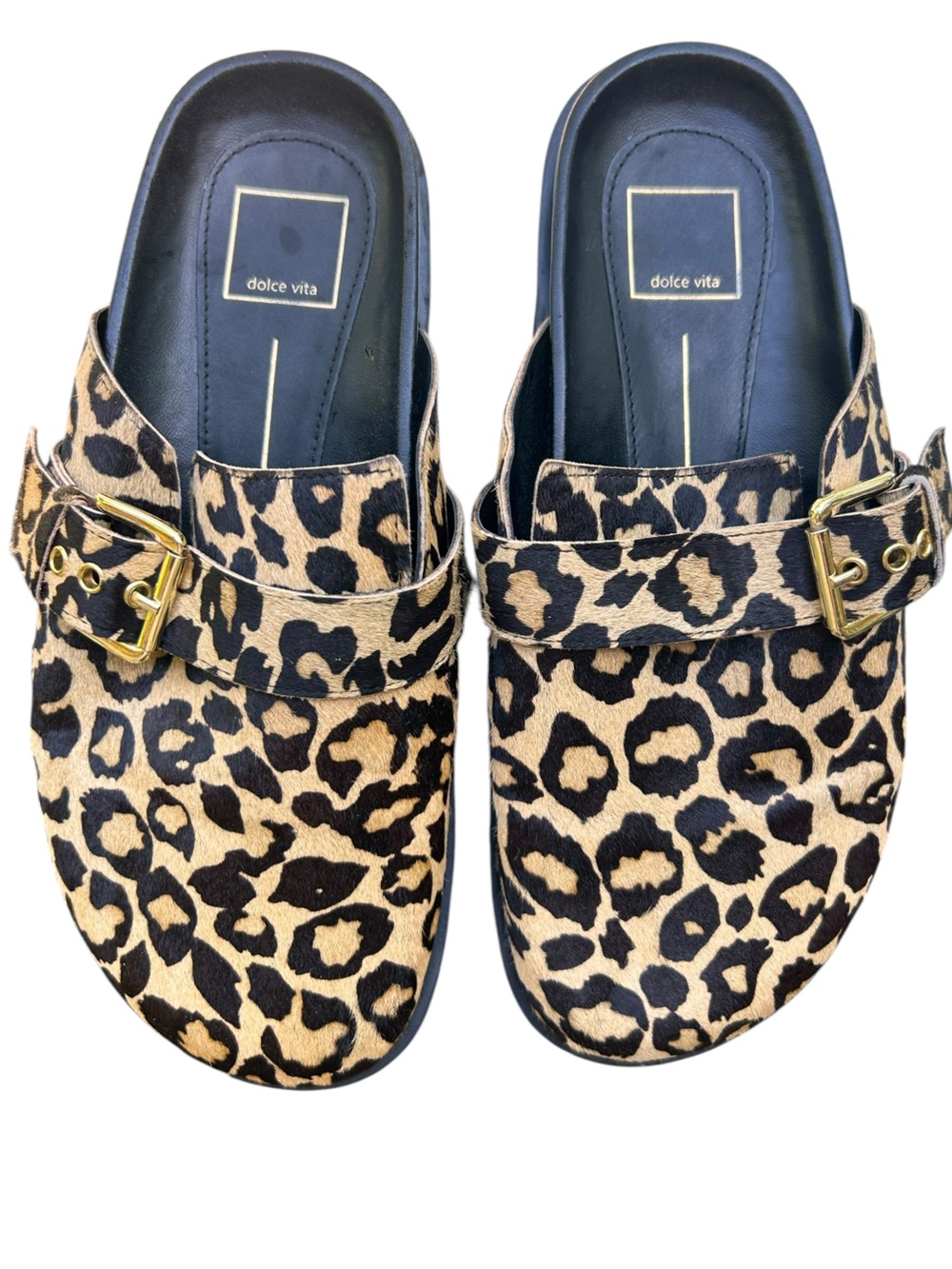 Dolce Vita Sunday Flats Leopard Calf Hair Clogs 9 Slip On